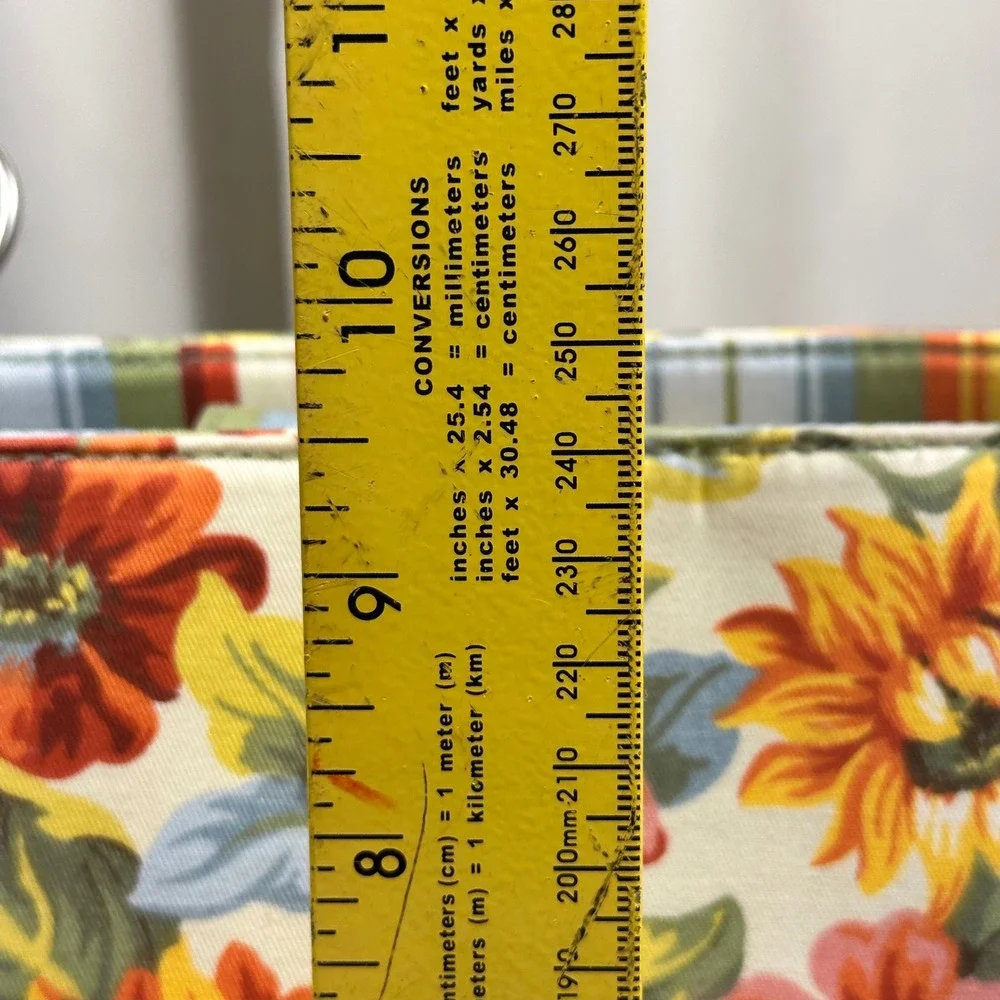 Longaberger Tote Bag Womens Large Yellow Floral Bamboo Handle New Tags
